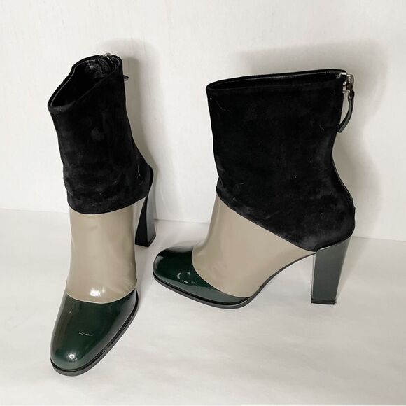 Roger Vivier high shaft  heeled Ankle Boots Colorblock 34.5 made in Italy - Picture 14 of 15